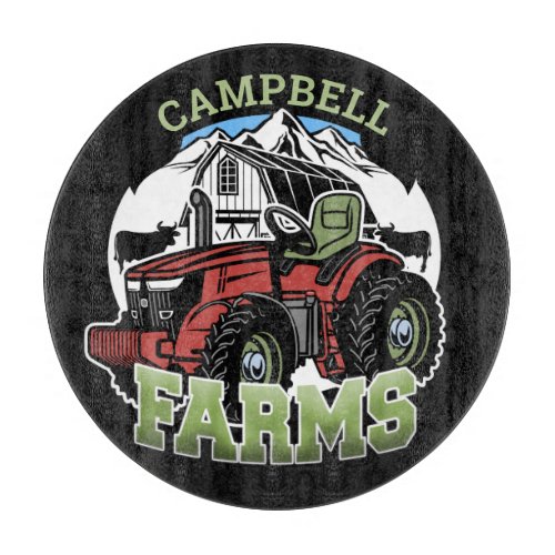 Custom NAME Country Farms Barn Tractor Farmer Cutting Board