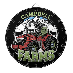 Custom NAME Country Farms Barn Tractor Farmer Dart Board
