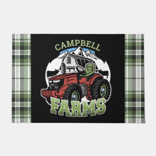 Custom NAME Country Farms Barn Tractor Farmer Doormat