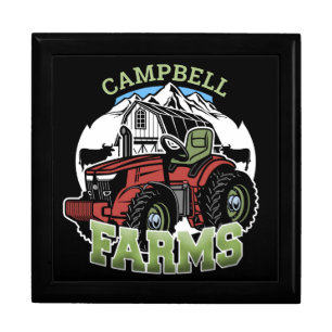 Custom NAME Country Farms Barn Tractor Farmer Gift Box