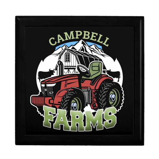 Custom NAME Country Farms Barn Tractor Farmer Gift Box (Front)