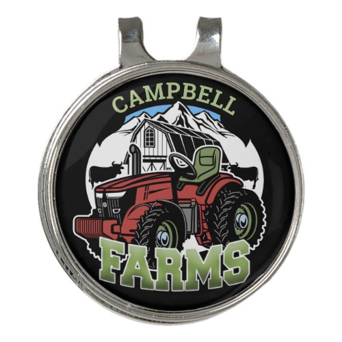Custom NAME Country Farms Barn Tractor Farmer Golf Hat Clip