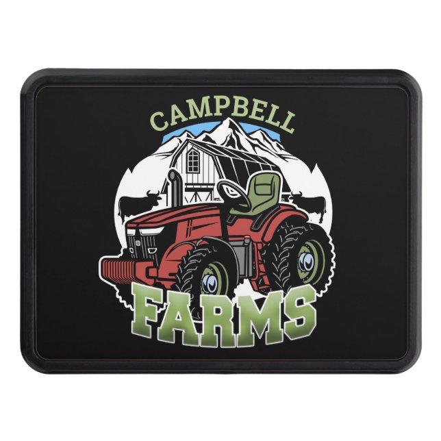 Custom NAME Country Farms Barn Tractor Farmer Hitch Cover (Front)
