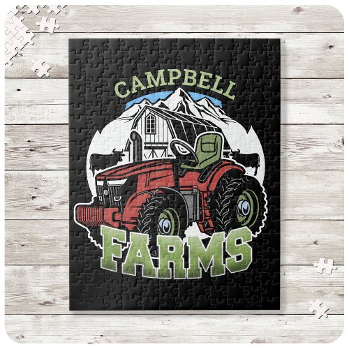 Custom NAME Country Farms Barn Tractor Farmer Jigsaw Puzzle