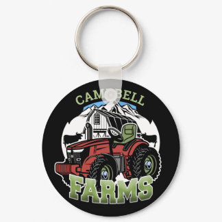 Custom NAME Country Farms Barn Tractor Farmer Keychain