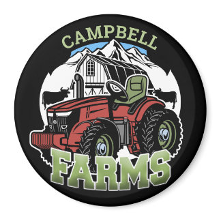 Custom NAME Country Farms Barn Tractor Farmer Magnet