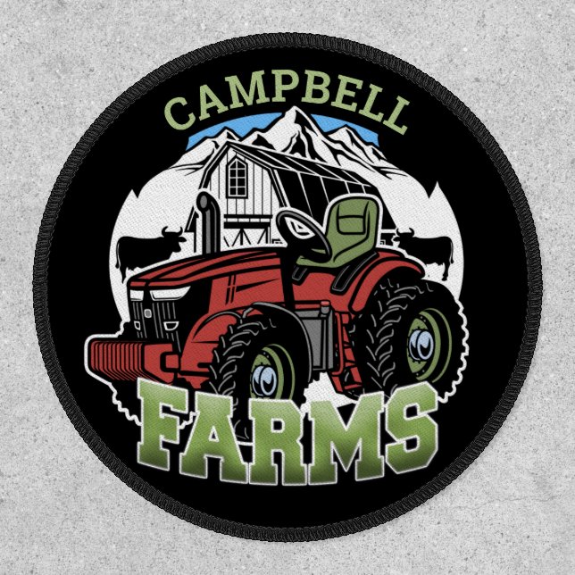 Custom NAME Country Farms Barn Tractor Farmer Patch (Front)