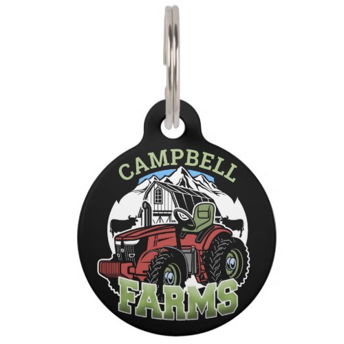 Custom NAME Country Farms Barn Tractor Farmer Pet ID Tag