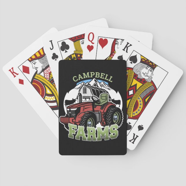 Custom NAME Country Farms Barn Tractor Farmer Poker Cards (Back)