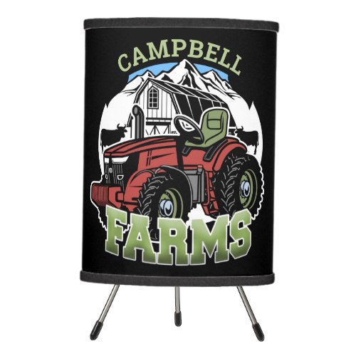 Custom NAME Country Farms Barn Tractor Farmer Tripod Lamp