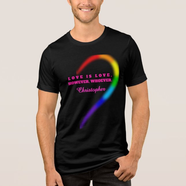 Custom Name Couple Pride Shirt - Right Half Rainbo (Front)