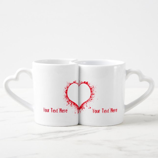 Custom Name Couples Coffee Mug Set (Back Nesting)
