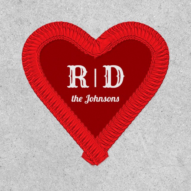Custom name couple's monogram red heart Patch (Front)