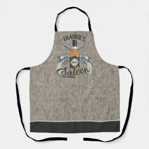 Custom NAME Cowboy Revolver Gun Whiskey Saloon Apron