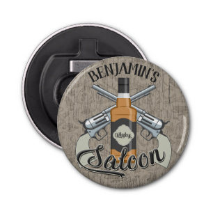 Custom NAME Cowboy Revolver Gun Whiskey Saloon Bottle Opener