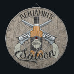 Custom NAME Cowboy Revolver Gun Whiskey Saloon Dart Board<br><div class="desc">Personalized NAME Cowboy Revolver Whiskey Saloon Gifts - Old Western Wild West Saloon Bar - Perfect gift for that country western fan! Customize with your Name or Text.</div>