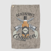 Personalized Whiskey Liquor Bottle Western Bar Golf Towel