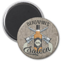 Custom NAME Cowboy Revolver Gun Whiskey Saloon Magnet