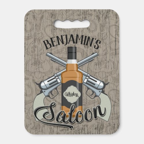Custom NAME Cowboy Revolver Gun Whiskey Saloon Seat Cushion