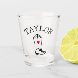 Custom Name Cowgirl Boot Cute Modern Bachelorette Shot Glass