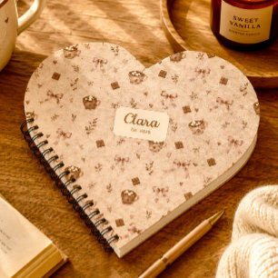 Custom Name Cozy Cocoa Hot Chocolate Heart Gift Notebook