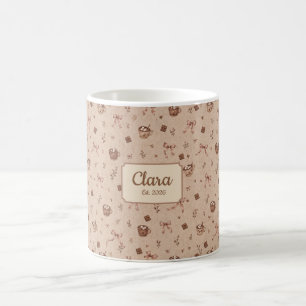 Custom Name Cozy Cocoa Hot Chocolate Pattern Gift  Coffee Mug
