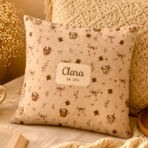Custom Name Cozy Cocoa Hot Chocolate Readers Gift Throw Pillow