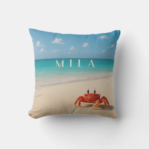 Custom Name – Crab by the Coast Outdoor Pillow