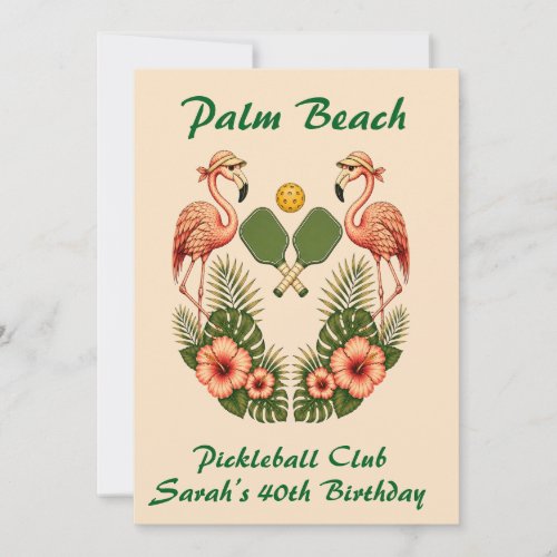 Custom Name Cream Palm Beach Pickleball Club Paper Invitation