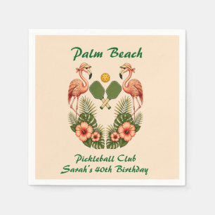 Custom Name Cream Palm Beach Pickleball Club Paper Napkins