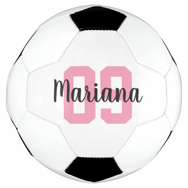 Custom Name Create Your Own Girl Pink Personalized Soccer Ball (Front)