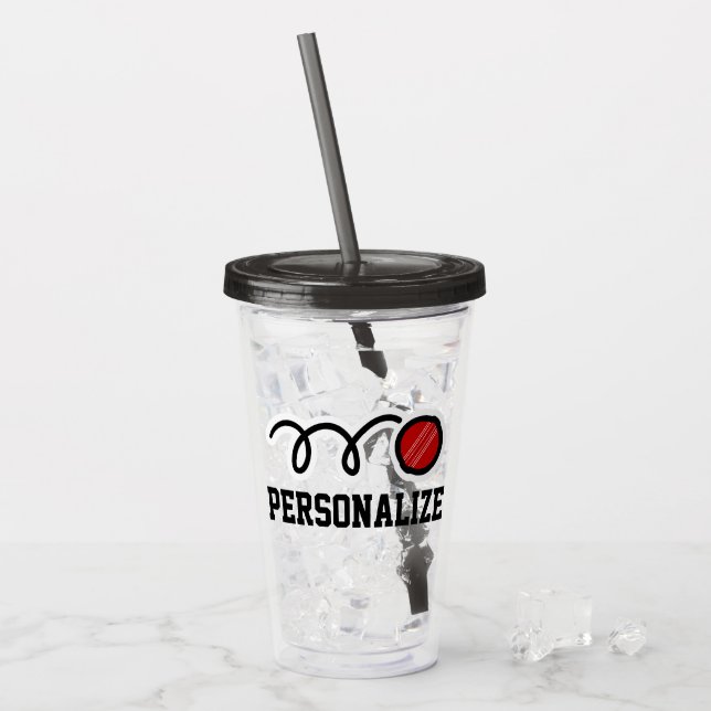 Custom name cricket player acrylic tumbler glass (Front Ice)