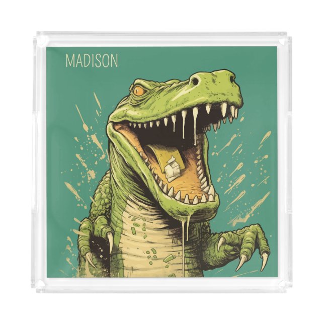 Custom Name Crocodile Acrylic Tray (Front)