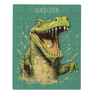 Custom Name Crocodile Jigsaw Puzzle