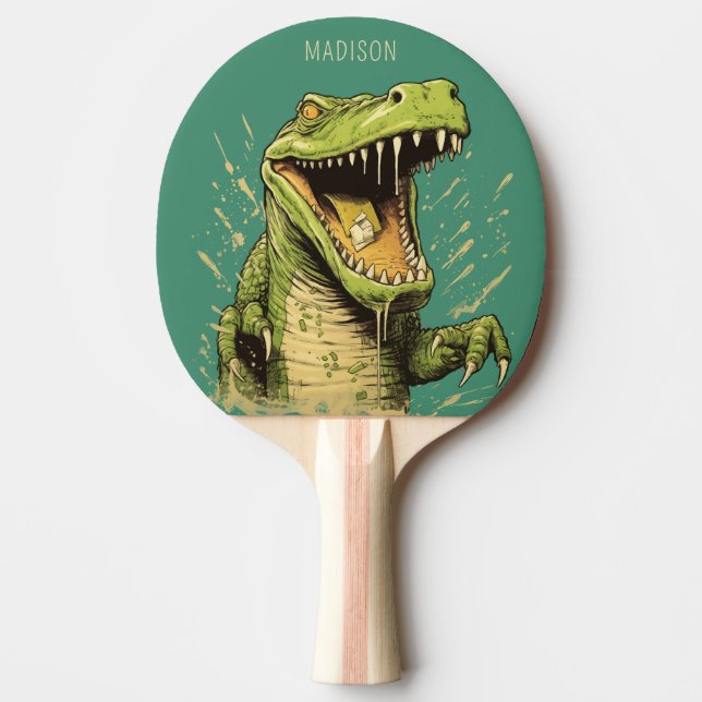 Custom Name Crocodile Ping Pong Paddle (Front)