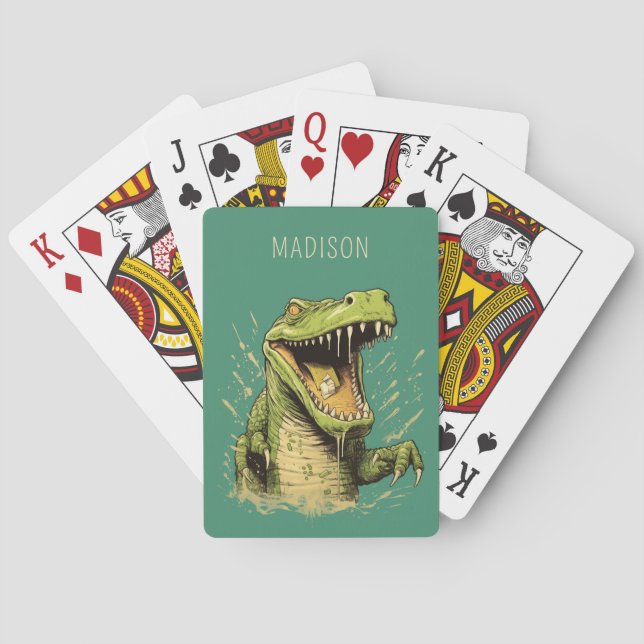 Custom Name Crocodile Poker Cards (Back)