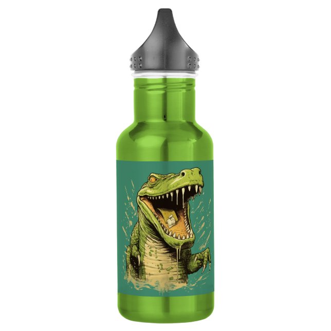 Custom Name Crocodile Stainless Steel Water Bottle (Left)