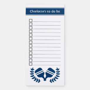 Custom name, crossed pickleball paddles magnetic notepad