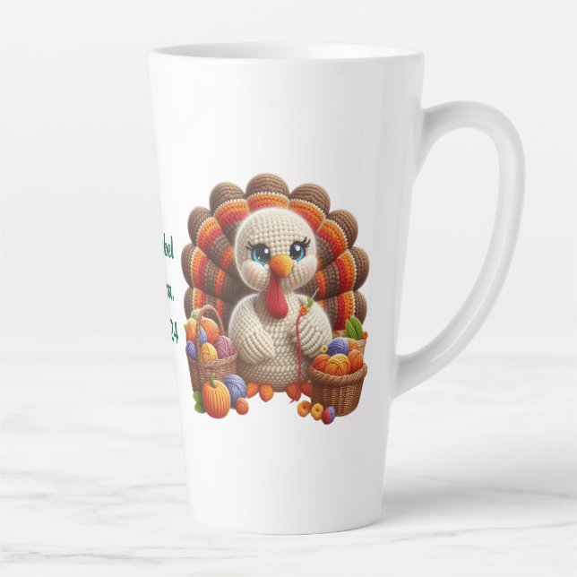Custom name, crotched turkey  latte mug (Right)