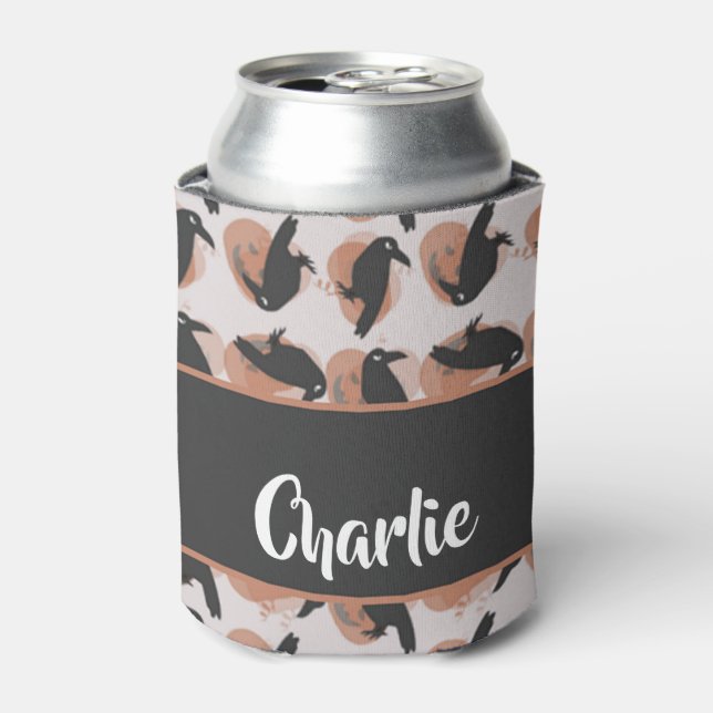 Custom name crow pattern can cooler (Can Front)