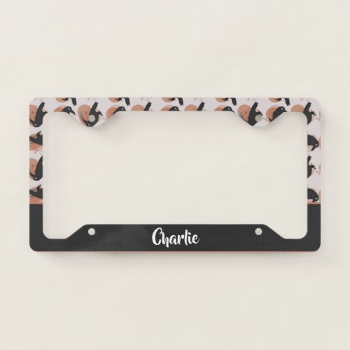 Custom name crow pattern license plate frame