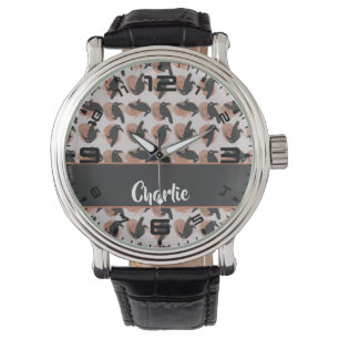 Custom name crow pattern watch