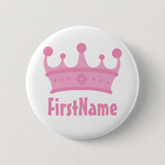 Custom Name Crown Pinback Button