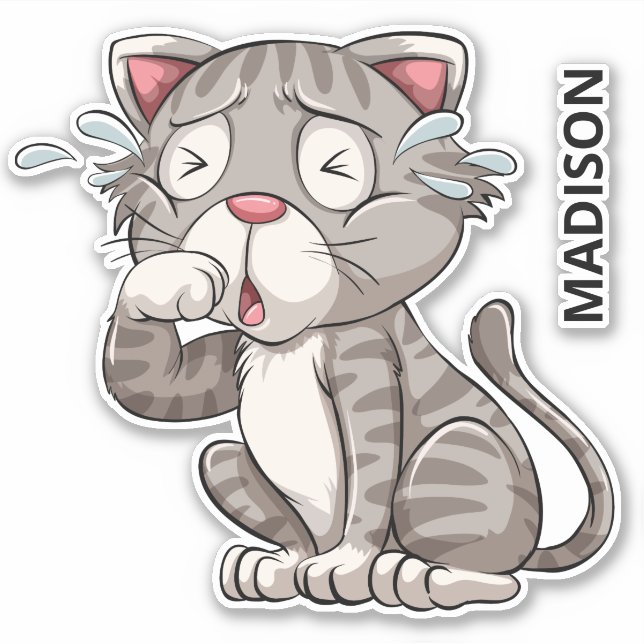 Custom name Cruing Cat Sticker (Front)