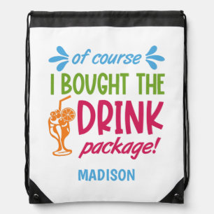 Custom Name Cruise Drinks Drawstring Bag
