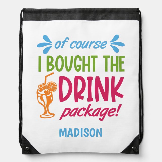 Custom Name Cruise Drinks Drawstring Bag (Front)