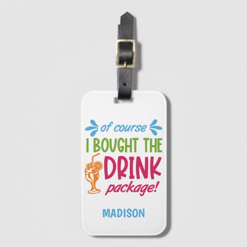 Custom Name Cruise Drinks Luggage Tag