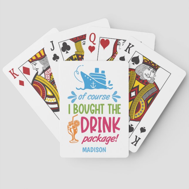Custom Name Cruise Drinks Poker Cards (Back)