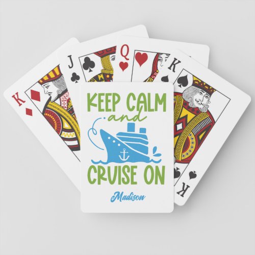 Custom Name Cruise Keep Calm Poker Cards