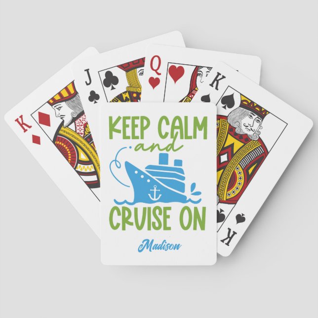 Custom Name Cruise Keep Calm Poker Cards (Back)